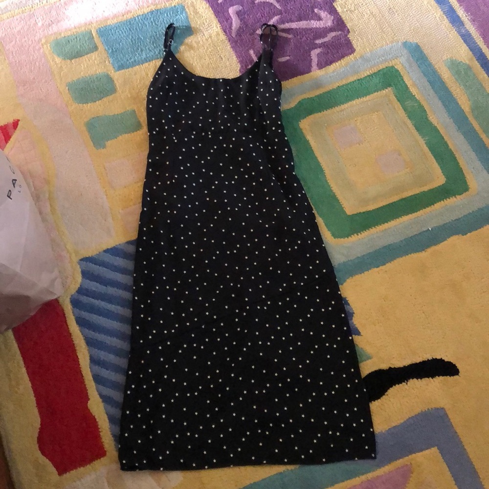 black flowy dress with white stars